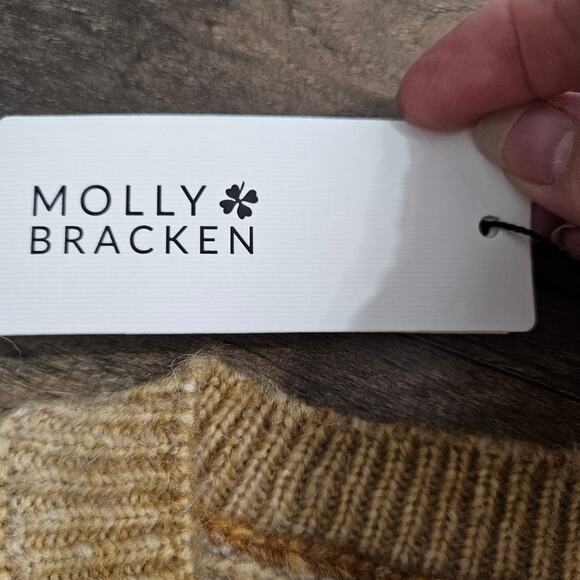 New Molly Bracken Knit Sweater Camel Wool Blend Long Wide Sleeve Ombre Medium - Picture 11 of 16